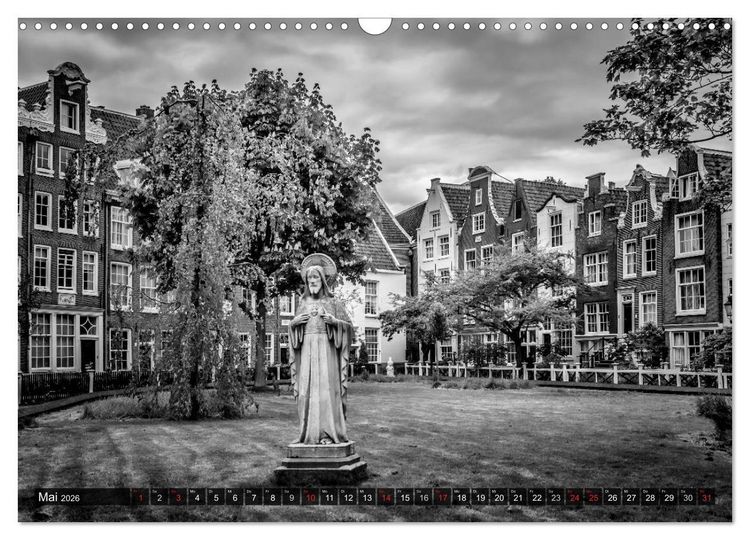 Produktbild: AMSTERDAM Stadtherz in Monochrom (Wandkalender 2026 DIN A3 quer), CALVENDO Monatskalender