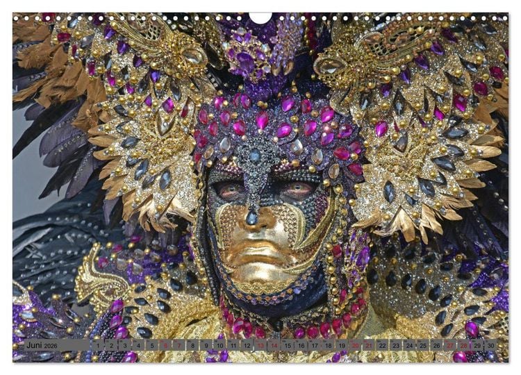 Produktbild: BUNT . PR&Auml;CHTIG . FARBENFROH . Das ist der Karneval in Venedig (Wandkalender 2026 DIN A3 quer), CALVENDO Monatskalender