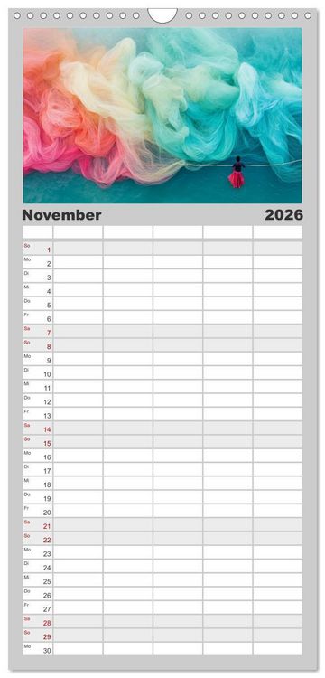 Produktbild: Familienplaner 2026 - Netzpoesie: Ein Jahr in Farben mit 5 Spalten (Wandkalender, 21 x 45 cm) CALVENDO