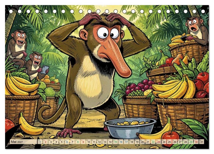 Produktbild: Lustige Nasenaffen - Comic (Tischkalender 2027 DIN A5 quer), CALVENDO Monatskalender