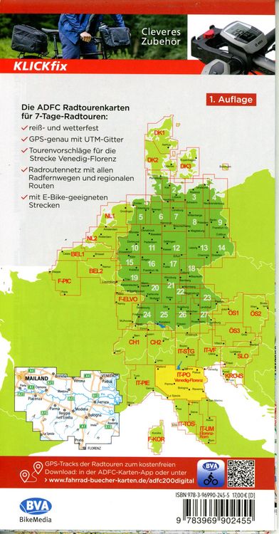 Produktbild: BVA ADFC Radtourenkarte 7-Tage-Radtour Venedig-Florenz, 1:200.000