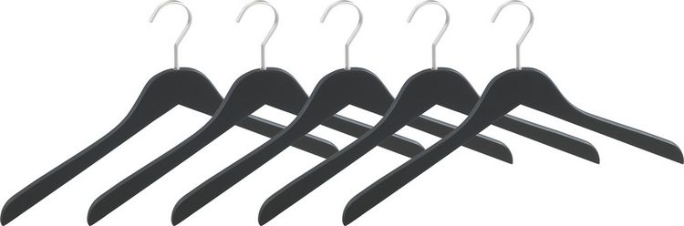 Produktbild: Kleiderb&uuml;gel Mod. Paris Schwarz 5er Set, Garderobenb&uuml;gel in schlanker Form