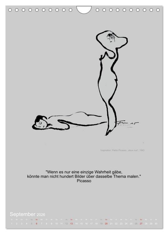 Produktbild: EROTISCHE BODYPAINTING ZITATE - HOMMAGE AN KLIMT, SCHIELE UND PICASSO (Wandkalender 2026 DIN A4 hoch), CALVENDO Monatskalender