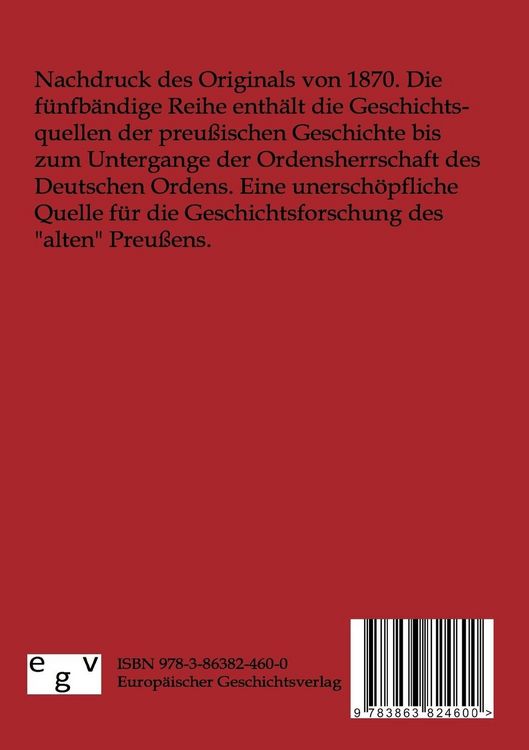 Produktbild: Die Geschichtsquellen der Preu&szlig;ischen Vorzeit bis zum Untergange der Ordensherrschaft
