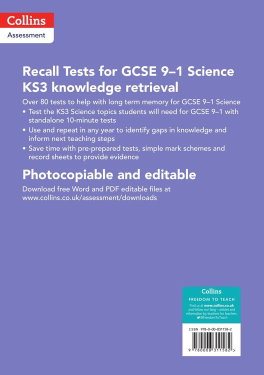 Produktbild: Recall Tests for GCSE 9-1 Science