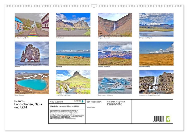 Produktbild: Island - Landschaften, Natur und Licht (Wandkalender 2027 DIN A2 quer), CALVENDO Monatskalender