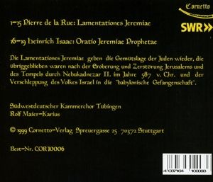 Produktbild: Maier-Karius, S: Lamentationes Jeremiae/Oratio ...