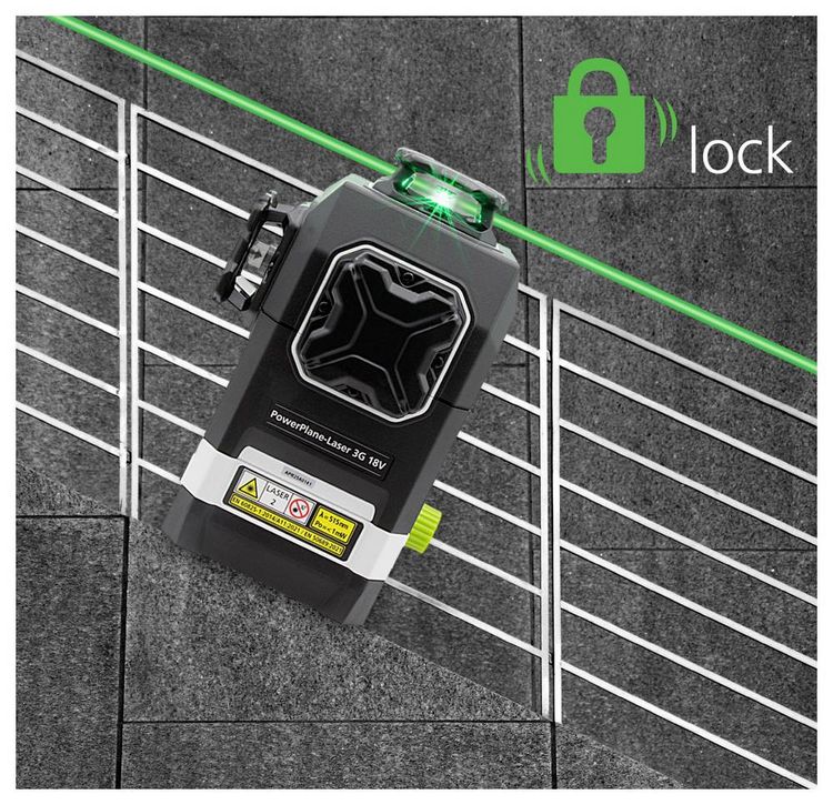 Produktbild: Laserliner PowerPlane-Laser 3G Multi-18V Dreidimensionaler Laser gr&uuml;ner Laser, inkl. Box, ohne Akku, selbstnivellierend Reichweite (max.): 60 m