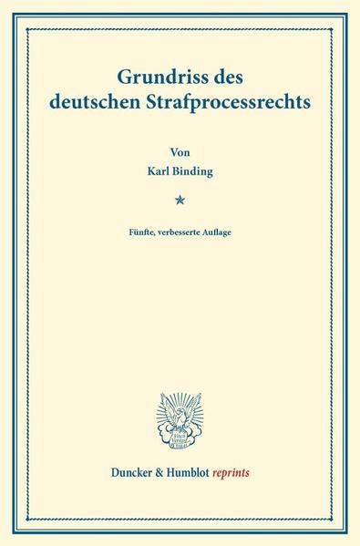 Produktbild: Grundriss des deutschen Strafprocessrechts.