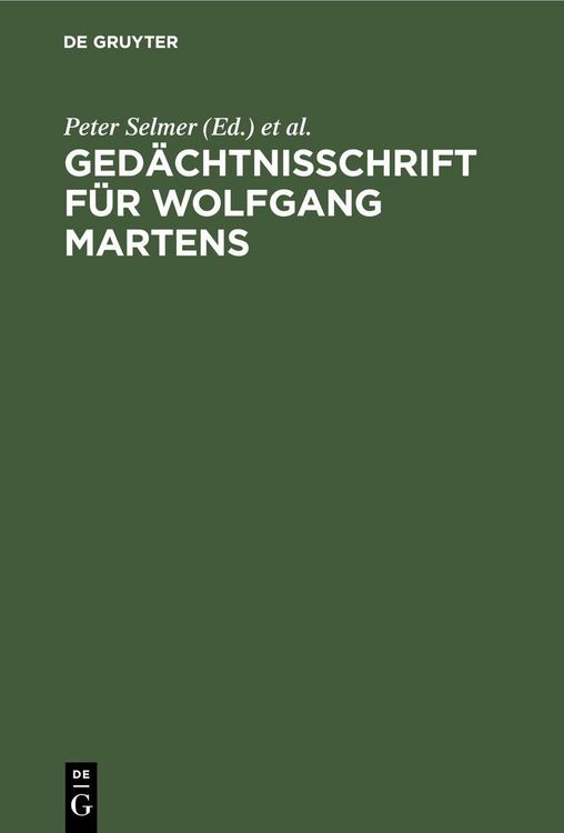 Produktbild: Ged&auml;chtnisschrift f&uuml;r Wolfgang Martens
