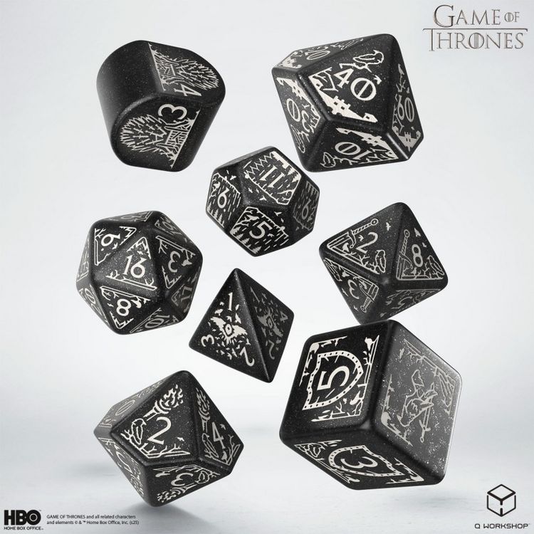 Produktbild: Q-Workshop QW097751 - Game of Thrones, Nights Watch Dice Set, 8-teilig