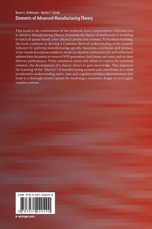 Produktbild: Elements of Advanced Manufacturing Theory