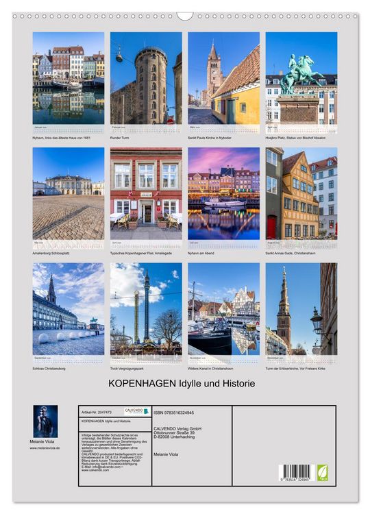 Produktbild: KOPENHAGEN Idylle und Historie (Wandkalender 2026 DIN A2 hoch), CALVENDO Monatskalender