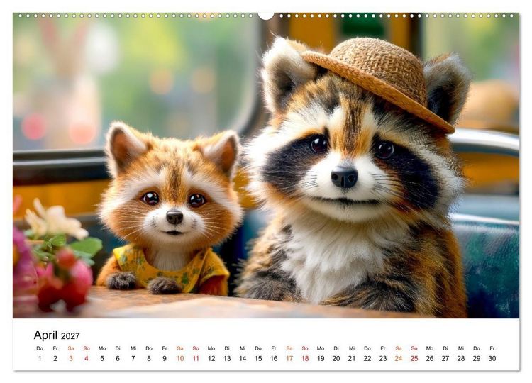 Produktbild: Waschb&auml;ren - Klein. Knuddelig. Herzerw&auml;rmend. (Wandkalender 2027 DIN A2 quer), CALVENDO Monatskalender