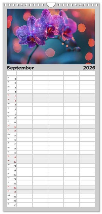 Produktbild: Familienplaner 2026 - Orchideen - farbenfroh durchs Jahr mit 5 Spalten (Wandkalender, 21 x 45 cm) CALVENDO