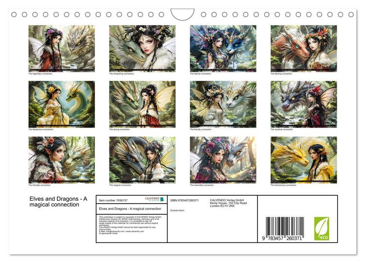 Produktbild: Elves and Dragons - A magical connection (Wall Calendar 2026 DIN A4 landscape), CALVENDO 12 Month Wall Calendar