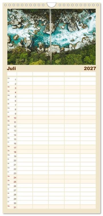 Produktbild: Familienplaner 2027 - Neuseeland - Landschaftstr&auml;ume mit 5 Spalten (Wandkalender, 21 x 45 cm) CALVENDO