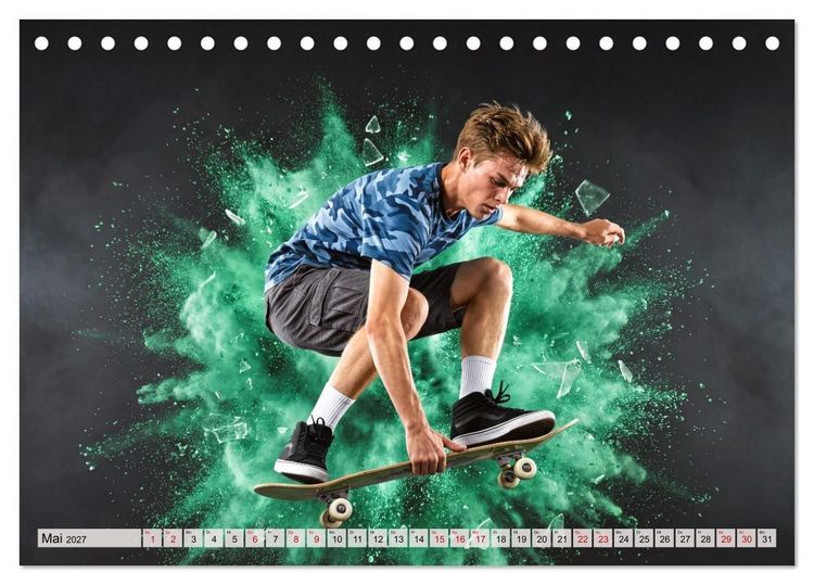 Produktbild: Dimensionen des Skateboarding (Tischkalender 2027 DIN A5 quer), CALVENDO Monatskalender