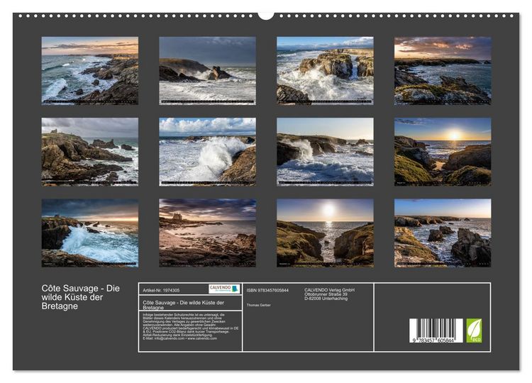 Produktbild: C&ocirc;te Sauvage - Die wilde K&uuml;ste der Bretagne (Wandkalender 2026 DIN A2 quer), CALVENDO Monatskalender