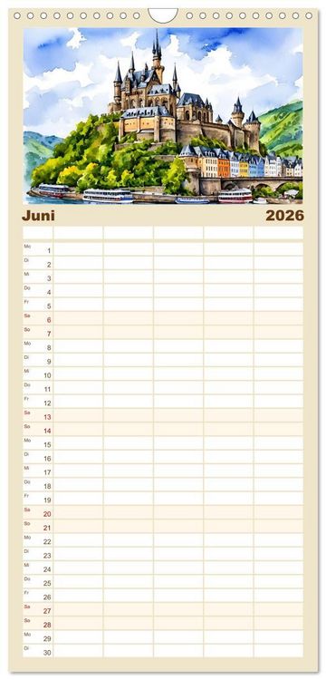 Produktbild: Familienplaner 2026 - M&auml;rchenschl&ouml;sser und Burgen mit 5 Spalten (Wandkalender, 21 x 45 cm) CALVENDO