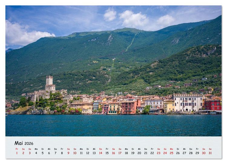 Produktbild: Malcesine - Am Ostufer des Gardasees (hochwertiger Premium Wandkalender 2026 DIN A2 quer), Kunstdruck in Hochglanz