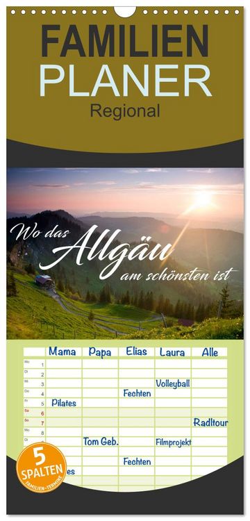 Produktbild: Familienplaner 2026 - Wo das Allg&auml;u am sch&ouml;nsten ist mit 5 Spalten (Wandkalender, 21 x 45 cm) CALVENDO