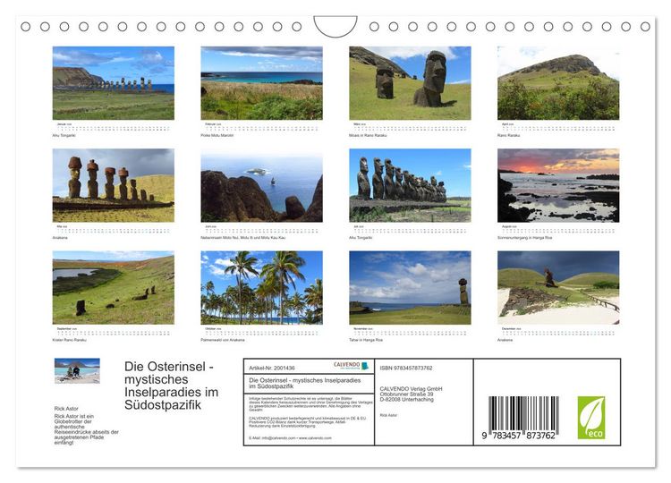 Produktbild: Die Osterinsel - mystisches Inselparadies im S&uuml;dostpazifik (Wandkalender 2026 DIN A4 quer), CALVENDO Monatskalender