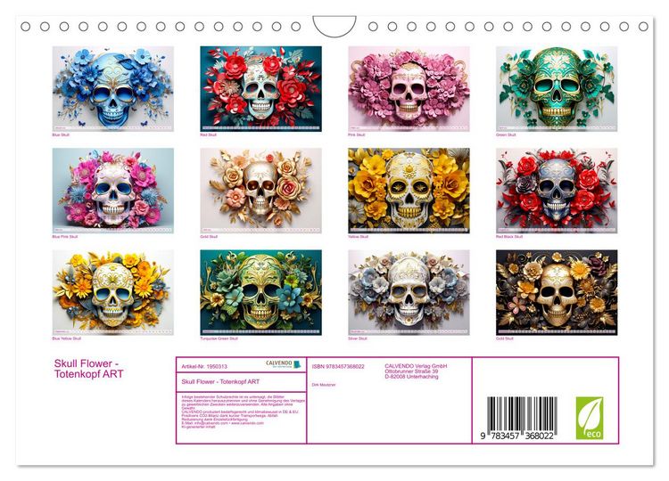 Produktbild: Skull Flower - Totenkopf ART (Wandkalender 2026 DIN A4 quer), CALVENDO Monatskalender