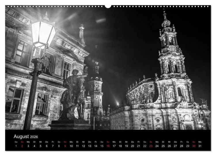 Produktbild: Dresden - Elbflorenz bei Nacht (hochwertiger Premium Wandkalender 2026 DIN A2 quer), Kunstdruck in Hochglanz