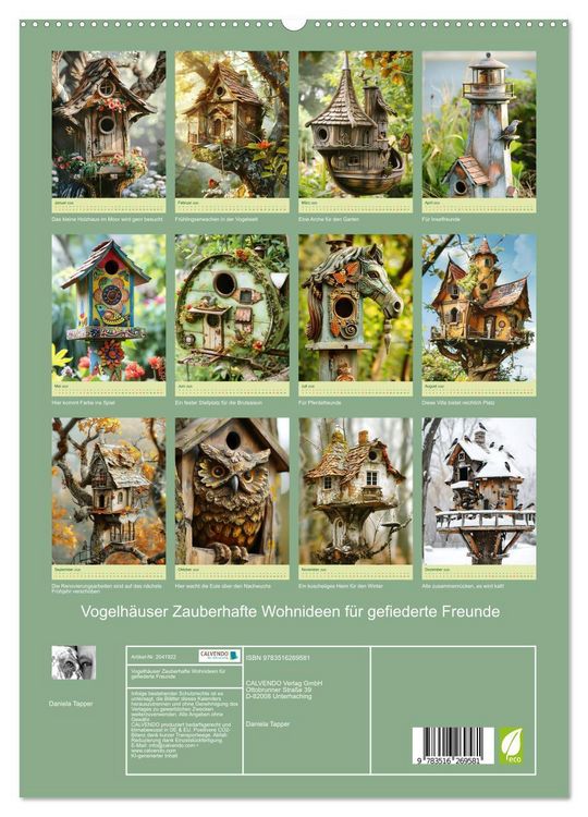 Produktbild: Vogelh&auml;user Zauberhafte Wohnideen f&uuml;r gefiederte Freunde (hochwertiger Premium Wandkalender 2026 DIN A2 hoch), Kunstdruck in Hochglanz