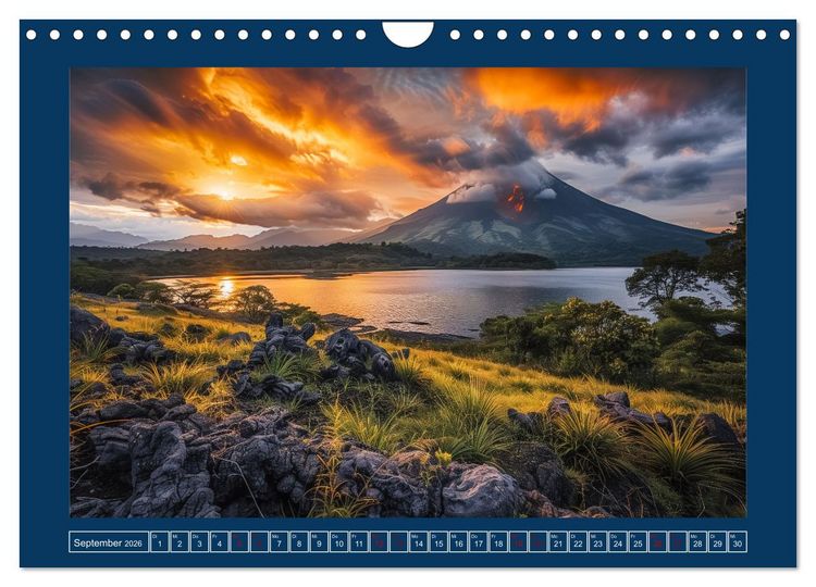 Produktbild: Lebendige Feuerberge - Fantastisch durch eine KI in Szene gesetzt (Wandkalender 2026 DIN A4 quer), CALVENDO Monatskalender