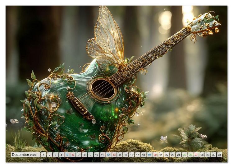 Produktbild: Saitenzauber &ndash; Gitarren im Bilderklang (Wandkalender 2026 DIN A2 quer), CALVENDO Monatskalender