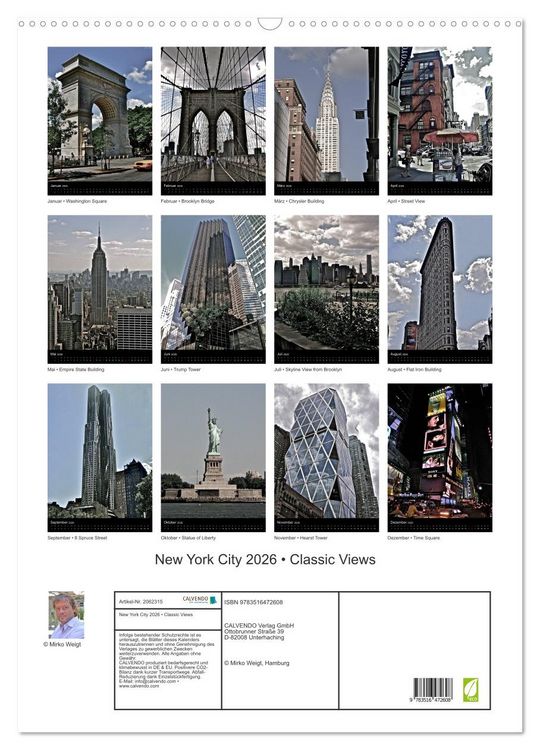 Produktbild: New York City 2026 &bull; Classic Views (Wandkalender 2026 DIN A2 hoch), CALVENDO Monatskalender