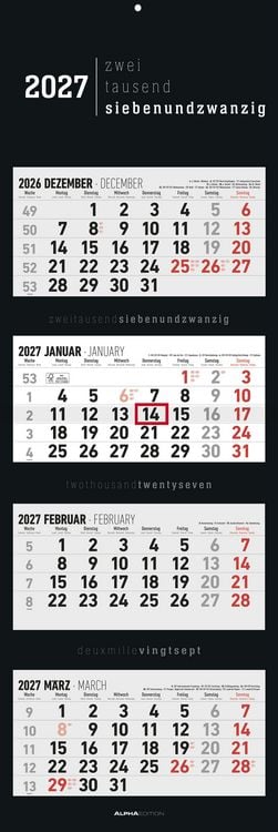 Produktbild: 4-Monatskalender Black 2027