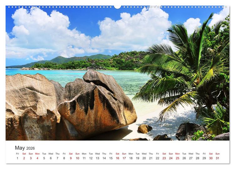 Produktbild: Dreamy Beaches of the Seychelles (High Quality Premium Wall Calendar 2026 DIN A2 landscape),CALVENDO 12 Month Wall Calendar