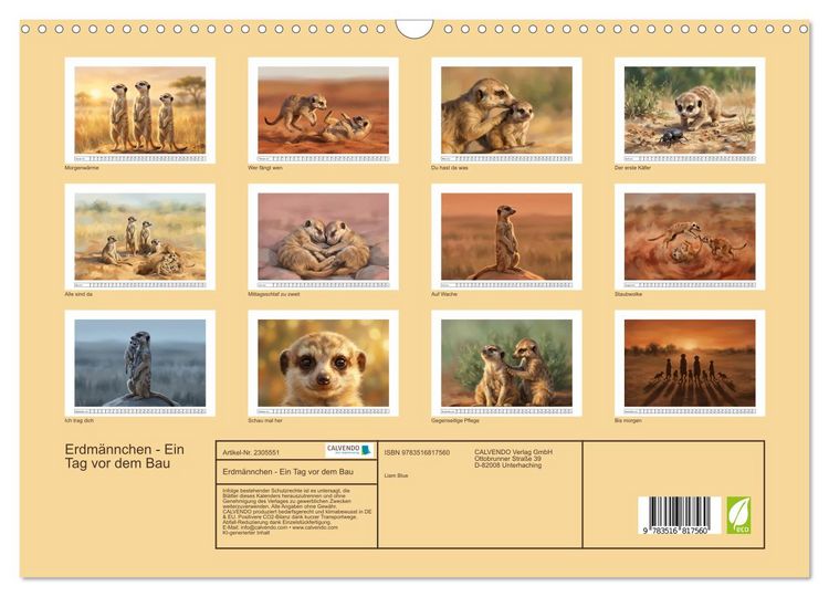 Produktbild: Erdm&auml;nnchen - Ein Tag vor dem Bau (Wandkalender 2027 DIN A3 quer), CALVENDO Monatskalender