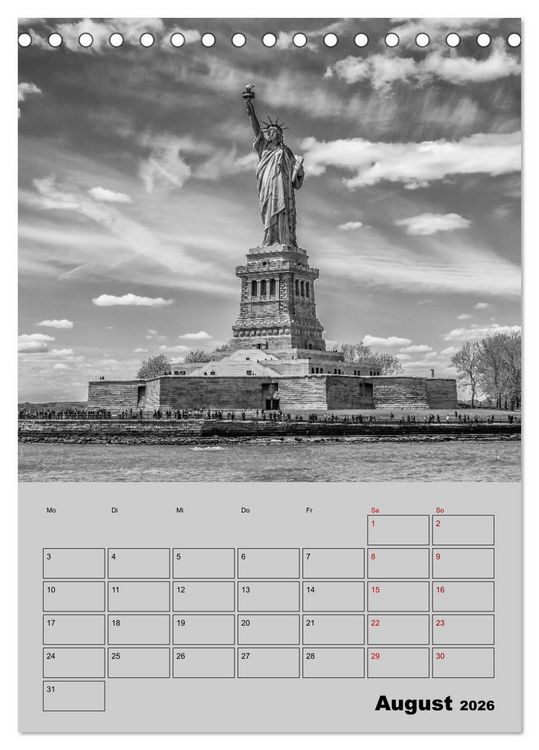 Produktbild: NEW YORK CITY Monochrome Stadtansichten (Tischkalender 2026 DIN A5 hoch), CALVENDO Monatskalender