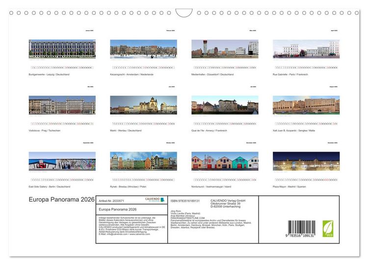 Produktbild: Europa Panorama 2026 (Wandkalender 2026 DIN A3 quer), CALVENDO Monatskalender
