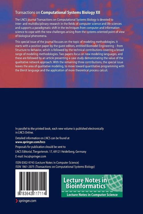 Produktbild: Transactions on Computational Systems Biology XII