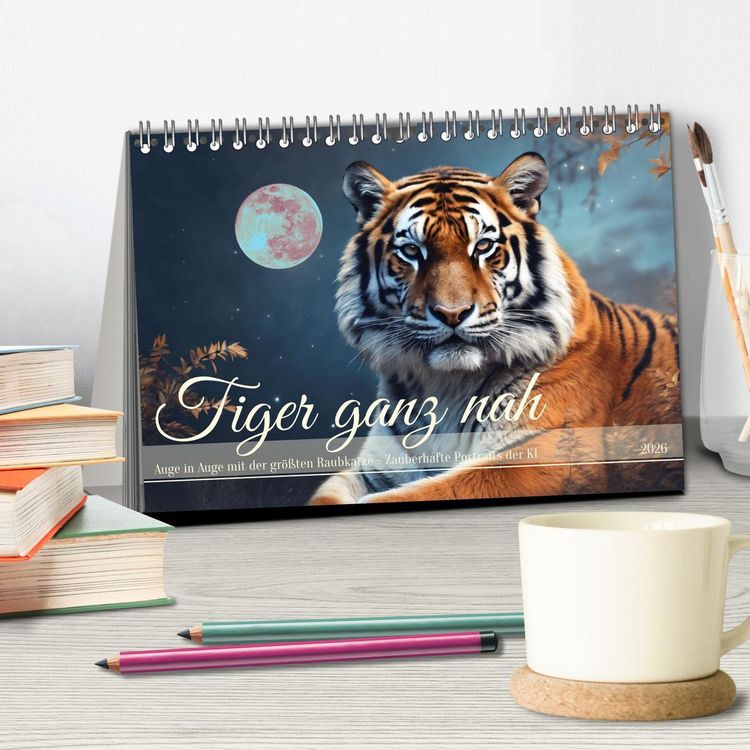 Produktbild: Tiger ganz nah (Tischkalender 2026 DIN A5 quer), CALVENDO Monatskalender