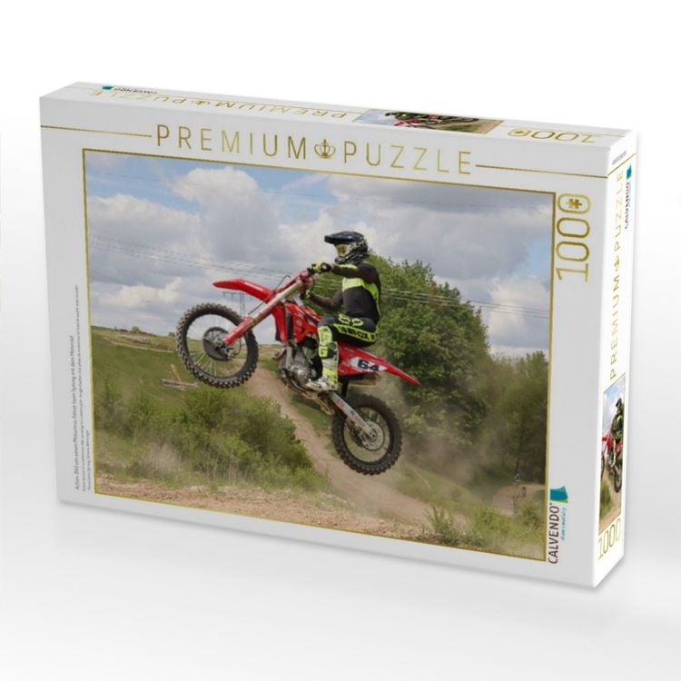 Produktbild: CALVENDO Puzzle Action-Bild von einem Motocross-Fahrer beim Sprung mit dem Motorrad | 1000 Teile Lege-Gr&ouml;&szlig;e 64x48cm Foto-Puzzle f&uuml;r gl&uuml;ckliche Stunden