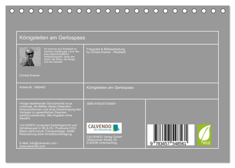 Produktbild: K&ouml;nigsleiten am Gerlospass (Tischkalender 2026 DIN A5 quer), CALVENDO Monatskalender