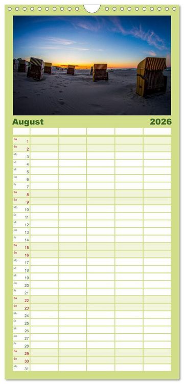 Produktbild: Familienplaner 2026 - Bezauberndes Usedom mit 5 Spalten (Wandkalender, 21 x 45 cm) CALVENDO