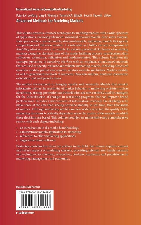 Produktbild: Advanced Methods for Modeling Markets