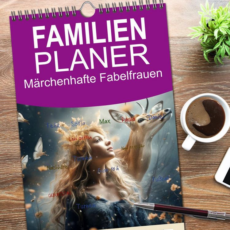 Produktbild: Familienplaner 2026 - M&auml;rchenhafte Fabelfrauen mit 5 Spalten (Wandkalender, 21 x 45 cm) CALVENDO