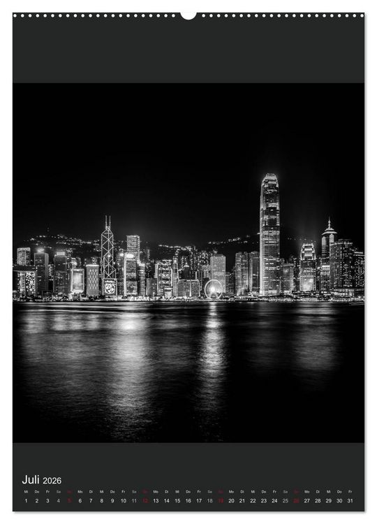 Produktbild: Hongkong schwarzwei&szlig; (hochwertiger Premium Wandkalender 2026 DIN A2 hoch), Kunstdruck in Hochglanz