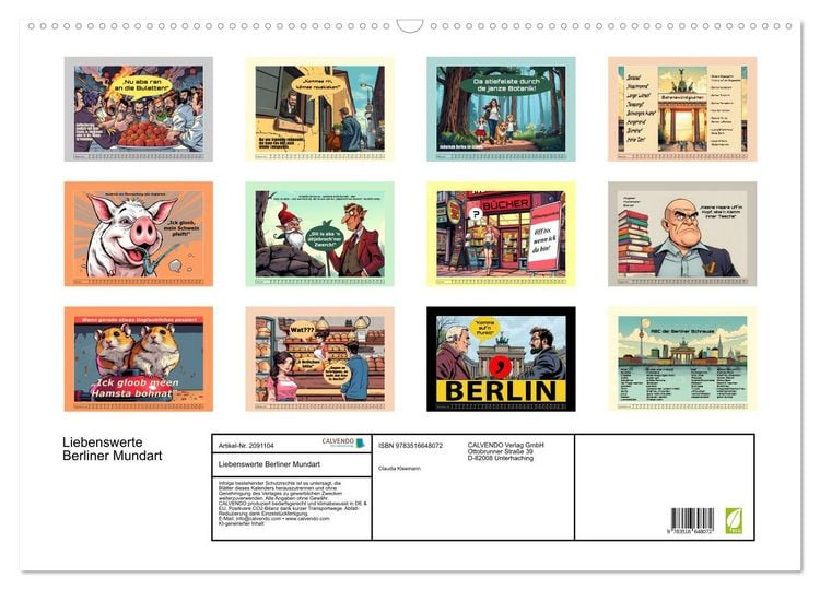 Produktbild: Liebenswerte Berliner Mundart (Wandkalender 2026 DIN A2 quer), CALVENDO Monatskalender