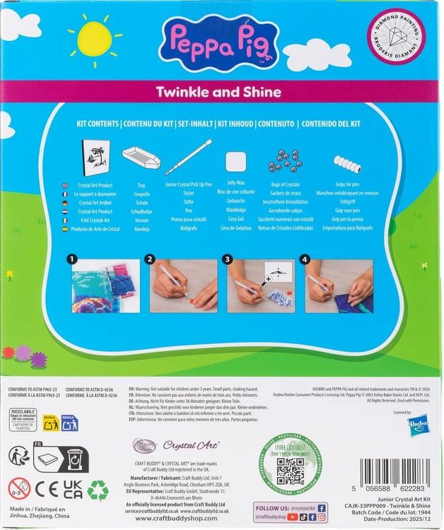 Produktbild: Craft Buddy CAJK-33PPP009 - Crystal Art Junior, Peppa Pig, 25x20cm, Diamant-Malerei-Set
