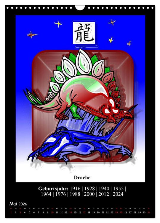 Produktbild: Chinesisches Horoskop (Wandkalender 2026 DIN A3 hoch), CALVENDO Monatskalender