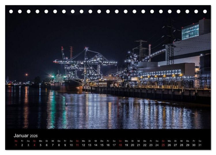 Produktbild: Der Hafen Hamburg bei Tag und Nacht (Tischkalender 2026 DIN A5 quer), CALVENDO Monatskalender